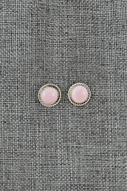 Pink Conch & Sterling Silver Earrings - Esther White