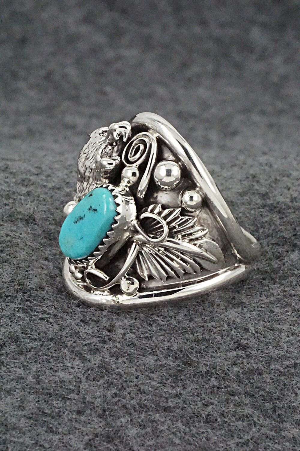 Turquoise & Sterling Silver Ring - Jeannette Saunders - Size 11.5