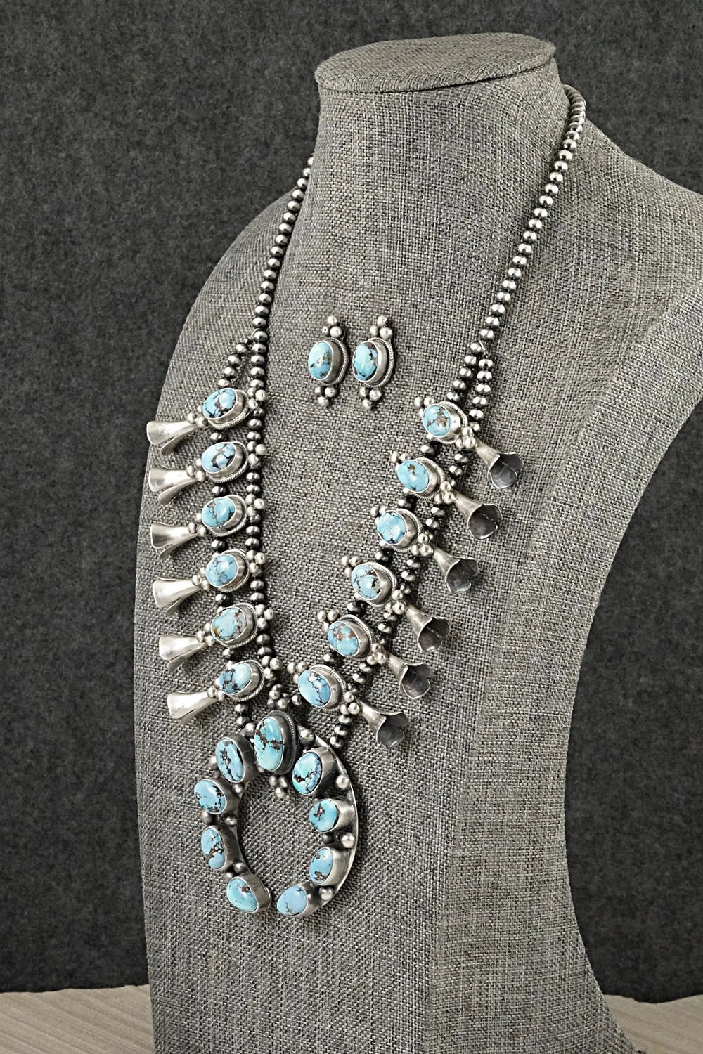 Turquoise & Sterling Silver Squash Blossom Set - Darrin Livingston