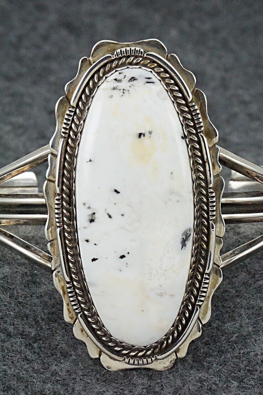 White Buffalo & Sterling Silver Bracelet - Navajo