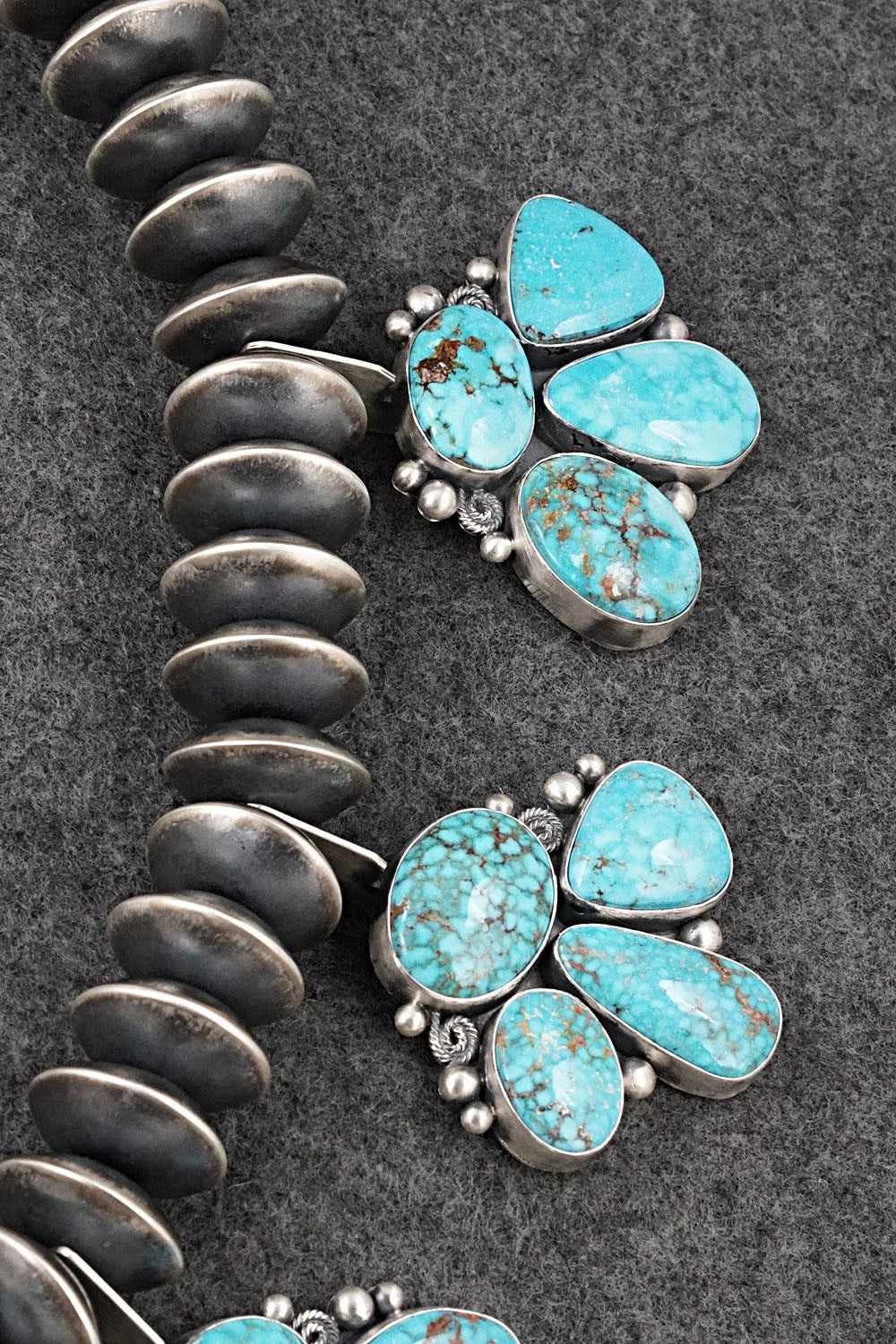 Turquoise & Sterling Silver Squash Blossom Set - Mark Yazzie