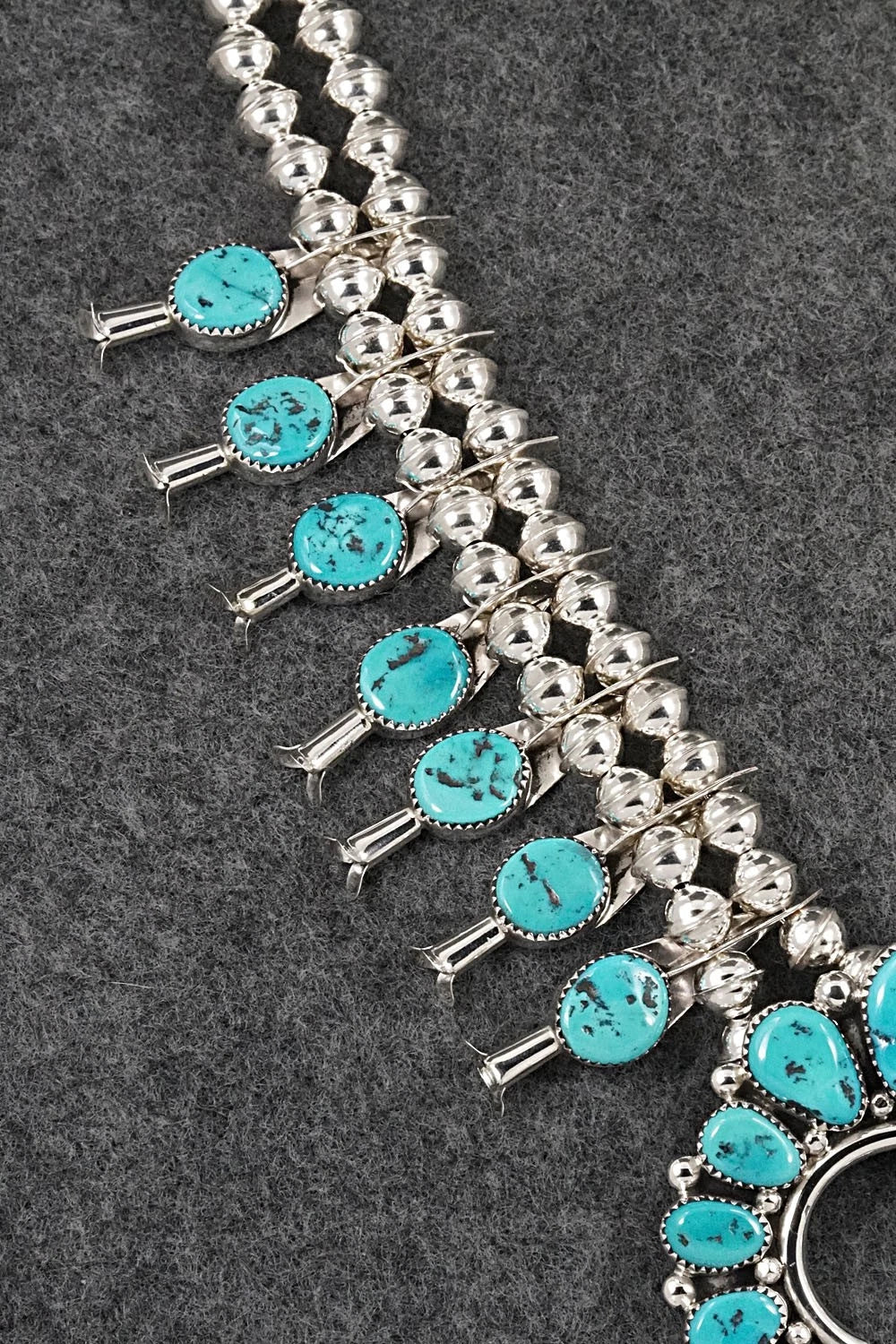 Turquoise & Sterling Silver Squash Blossom Set - Califreda Roanhorse