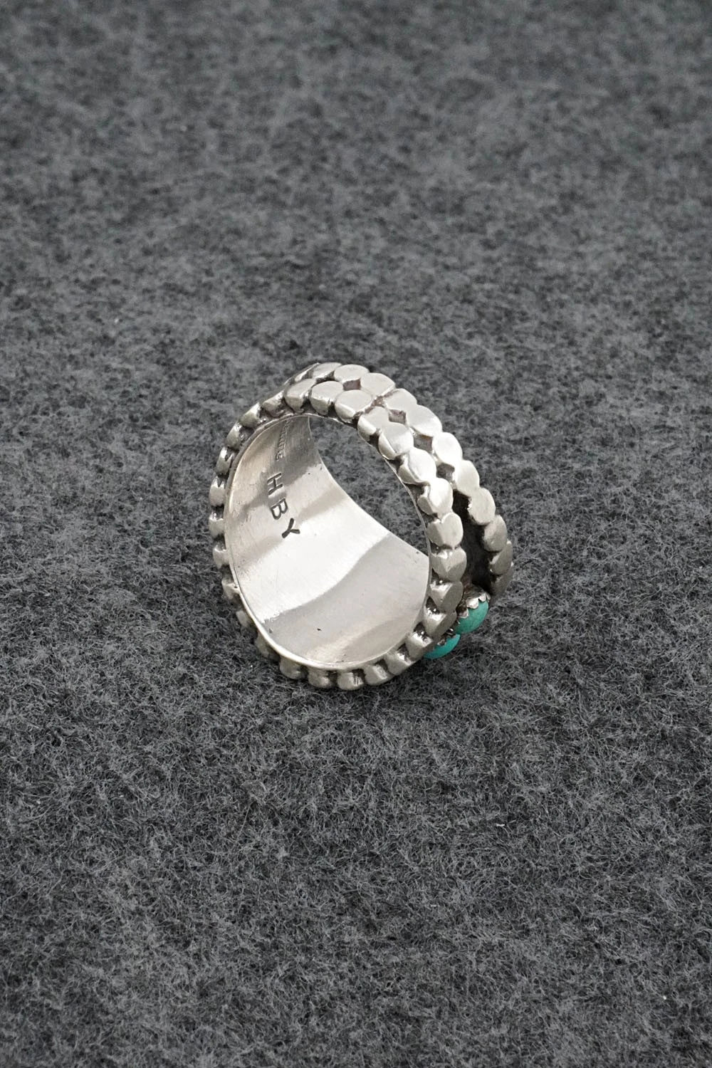 Turquoise & Sterling Silver Ring - Harry B. Yazzie - Size 9.5