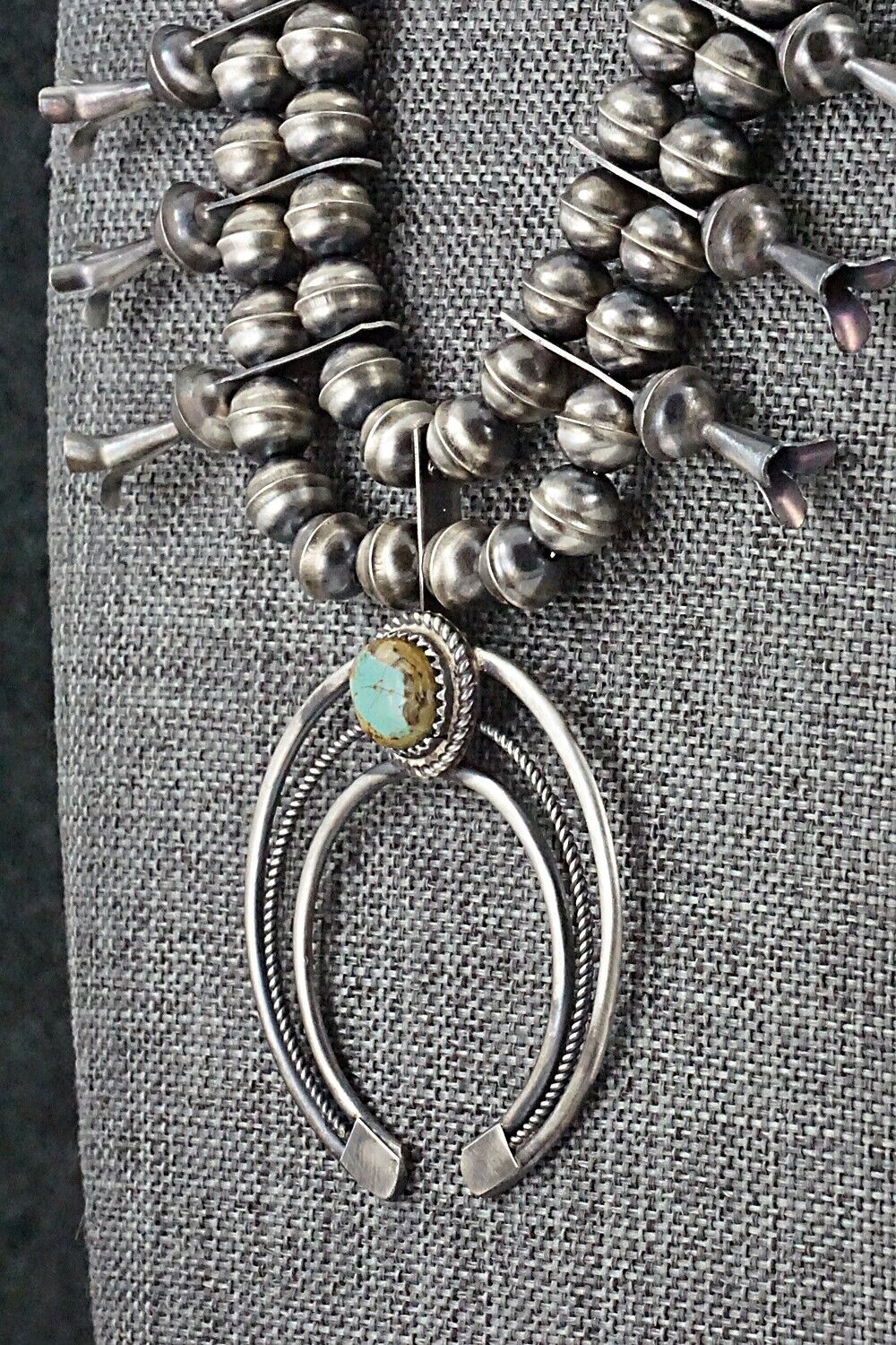 Turquoise & Sterling Silver Squash Blossom Set - Phil Garcia