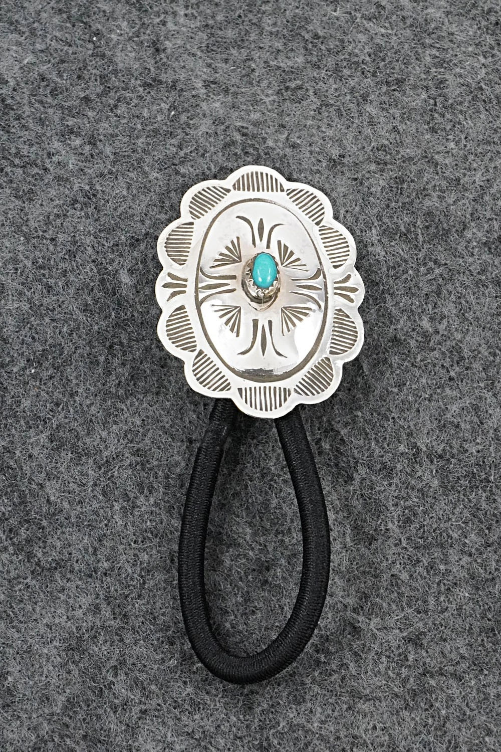 Turquoise & Sterling Silver Hair Tie - Bertha Begay