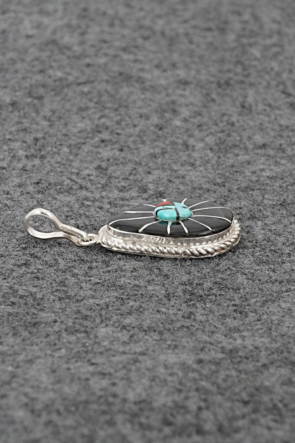 Multi-Stone & Sterling Silver Inlay Pendant - Ola Eriacho