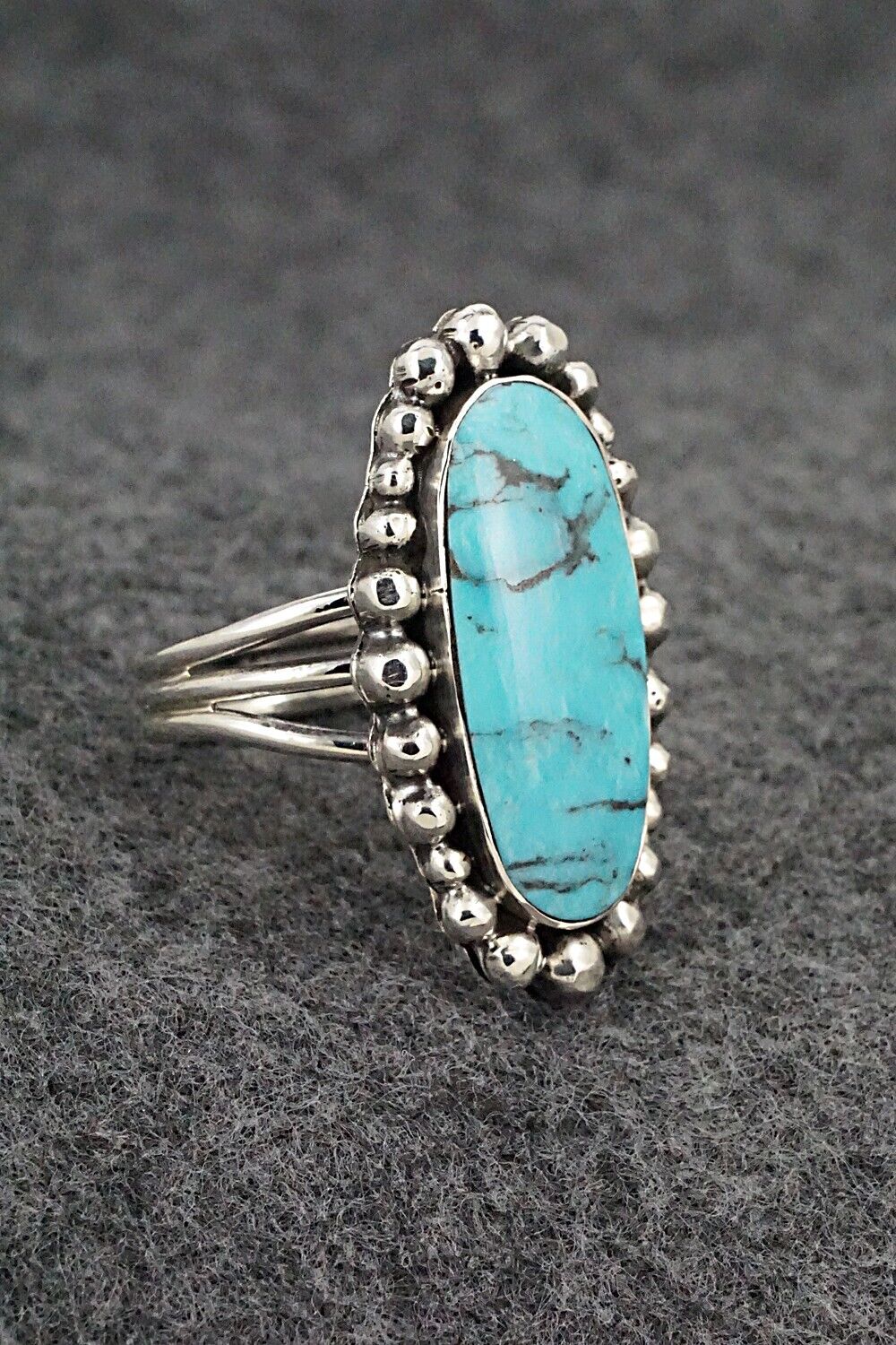 Turquoise & Sterling Silver Ring - Clarence Long - Size 9.5