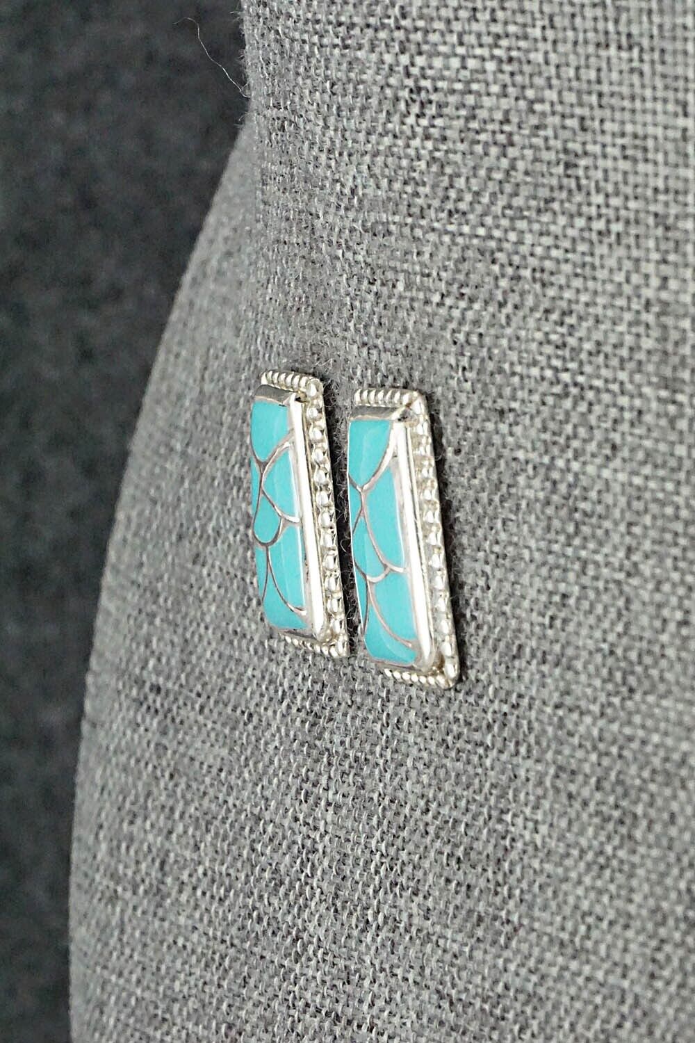 Turquoise & Sterling Silver Earrings - Karlene Seowtewa