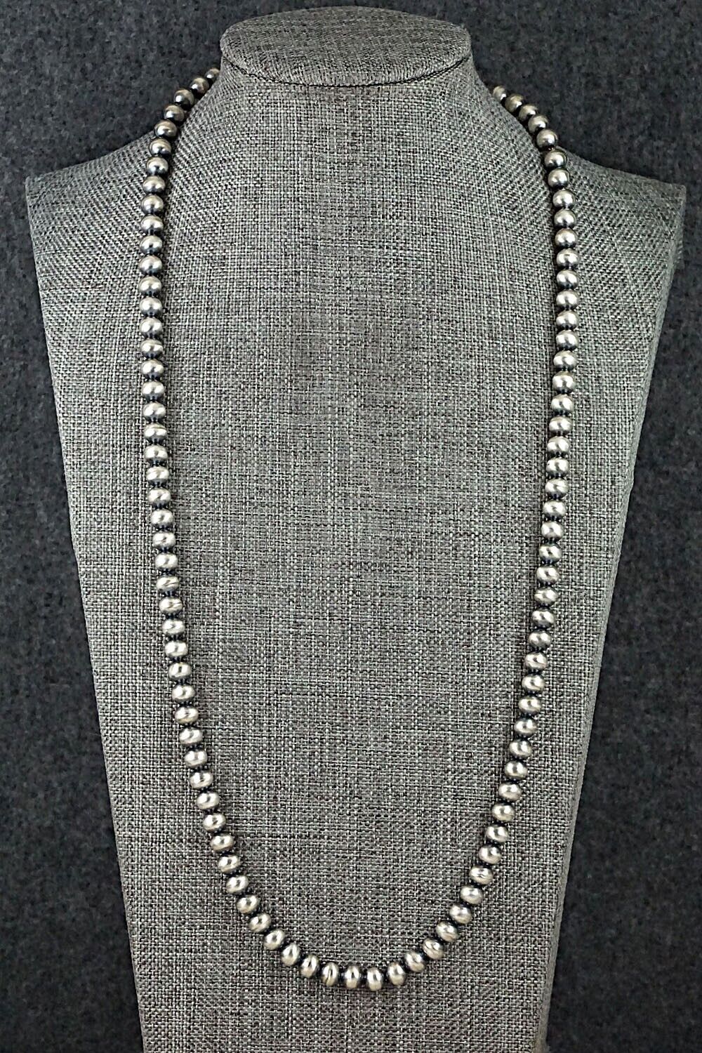 Sterling Silver Navajo Pearl Necklace 24" - Dorinda Mariano