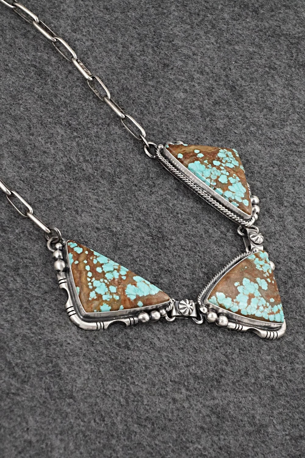Turquoise & Sterling Silver Necklace and Earrings Set - Paul Livingston