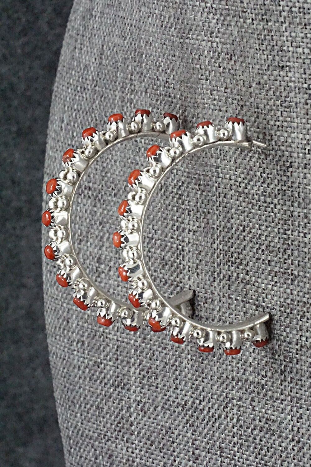 Coral & Sterling Silver Earrings - Murray Hannaweeka