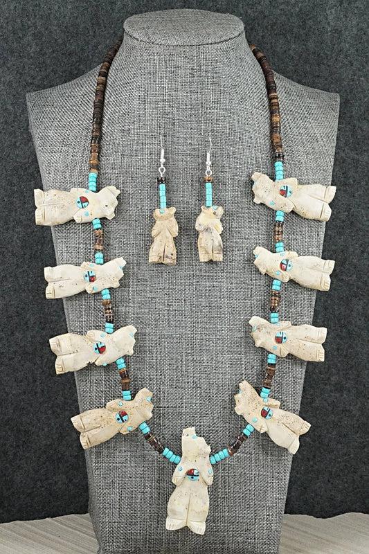 Multi-Stone Bear Fetish & Sterling Silver Necklace Set - Dannette Laate