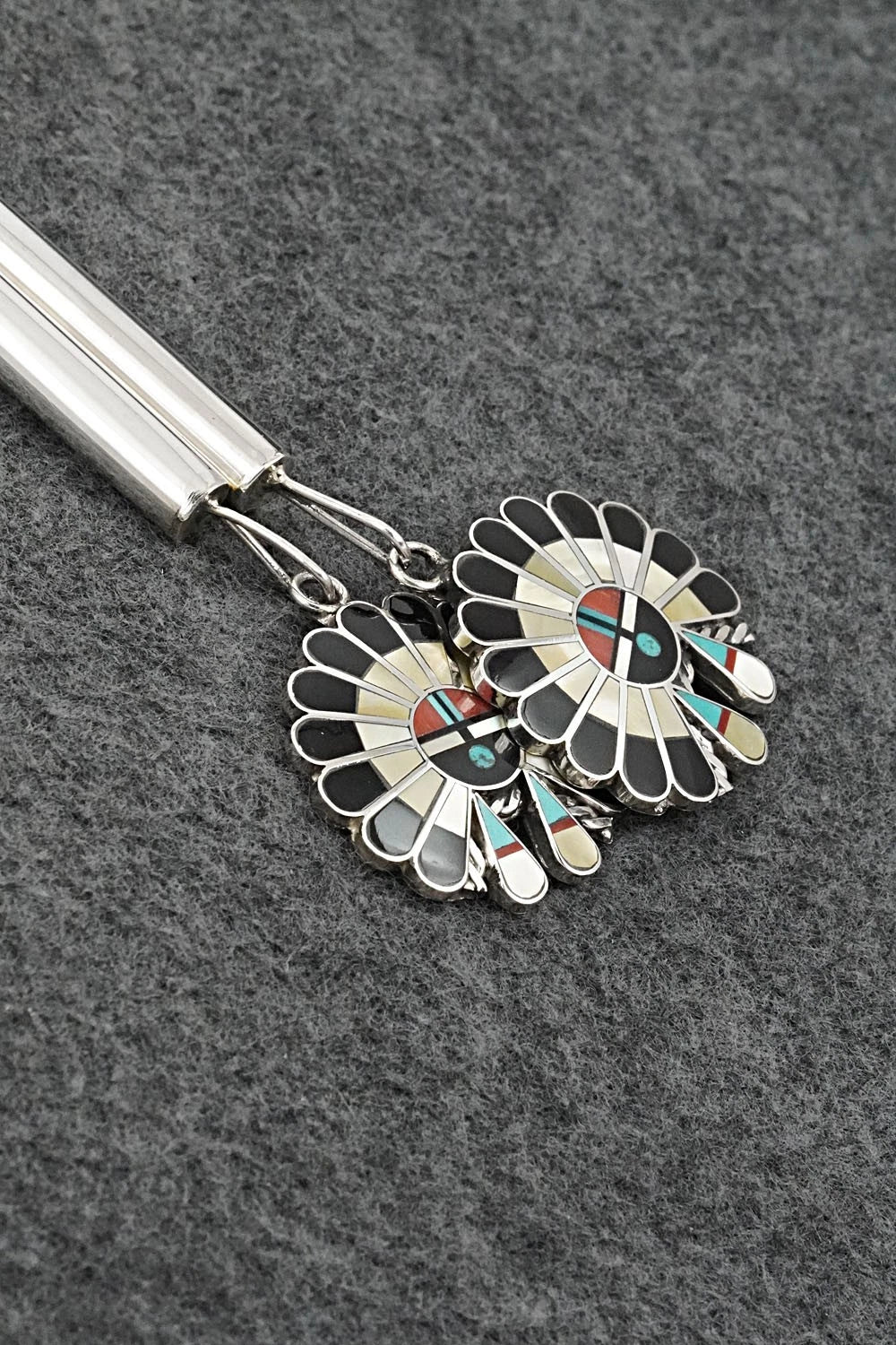 Multi-Stone & Sterling Silver Inlay Bolo Tie - April Unkestine