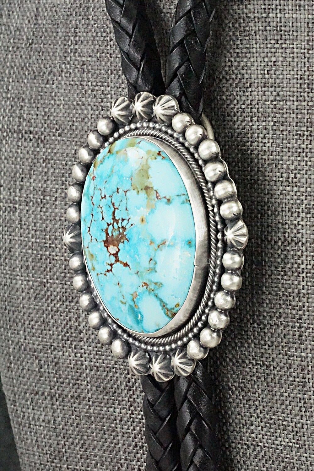 Turquoise & Sterling Silver Bolo Tie - Bobby Johnson