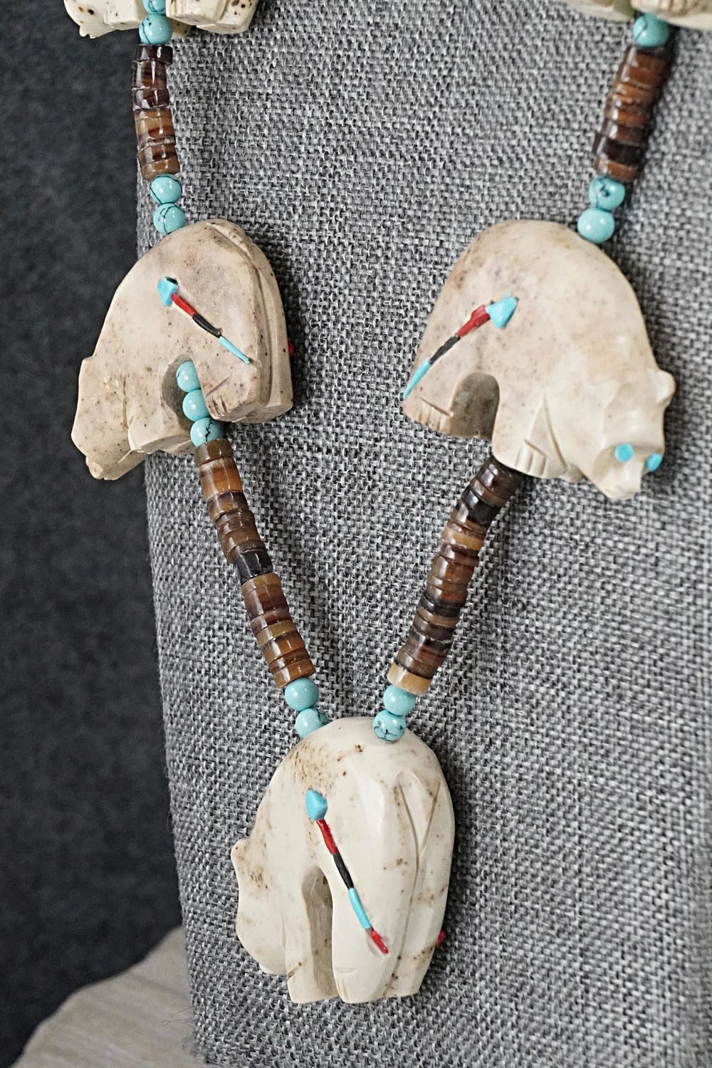 Multi-Stone Bear Fetish & Sterling Silver Necklace Set - Dannette Laate