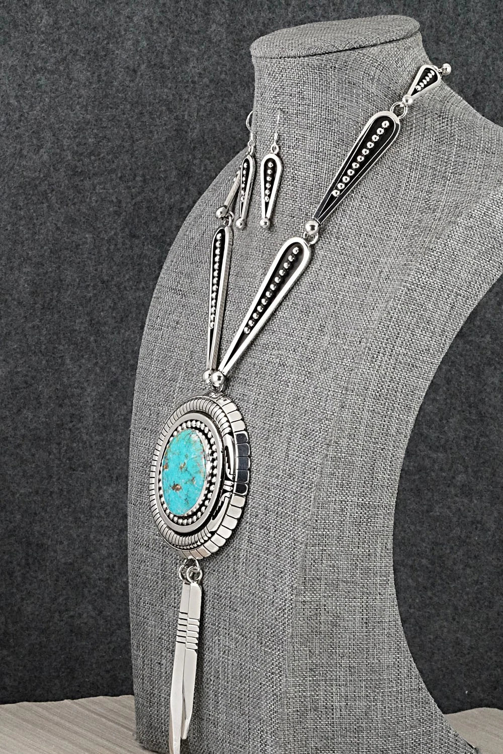 Turquoise & Sterling Silver Necklace and Earrings Set - Jonathan Nez