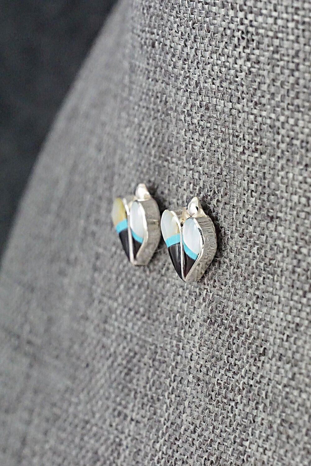 Multi Stone Inlay & Sterling Silver Earrings - Vernelda Niiha