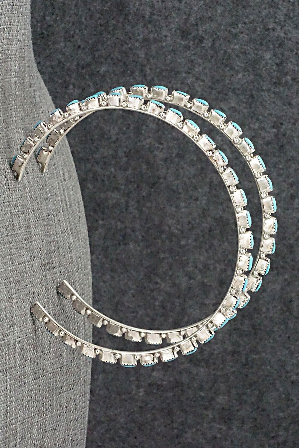 Turquoise & Sterling Silver Hoop Earrings - Aurelia Hughte