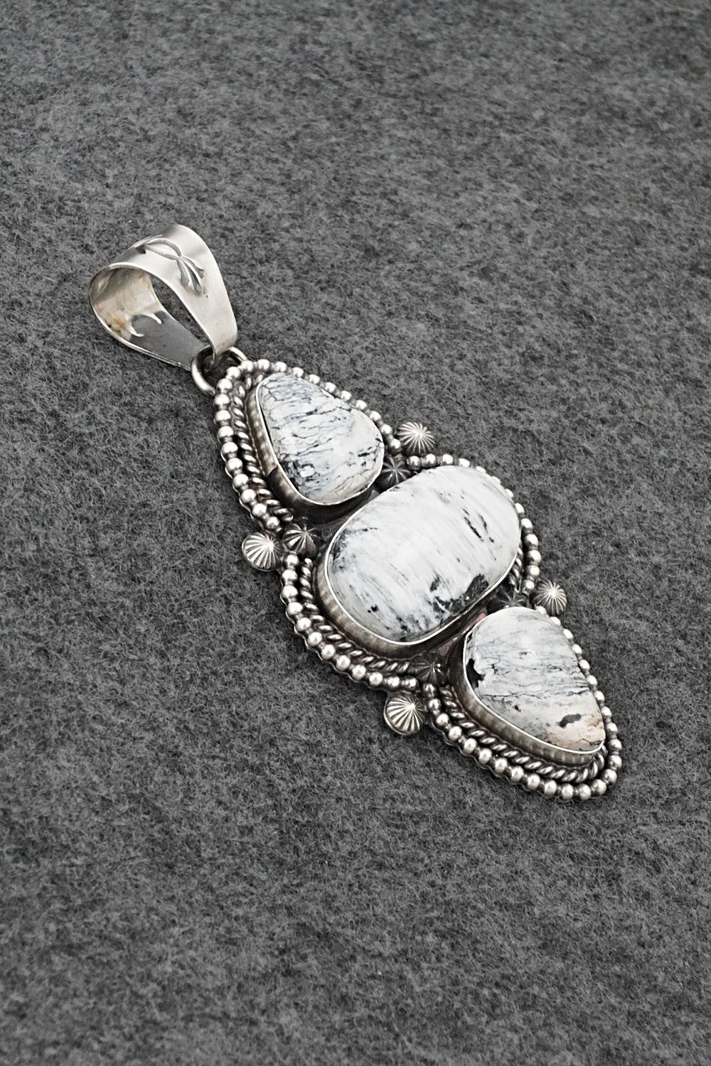 White Buffalo & Sterling Silver Pendant - Raymond Delgarito