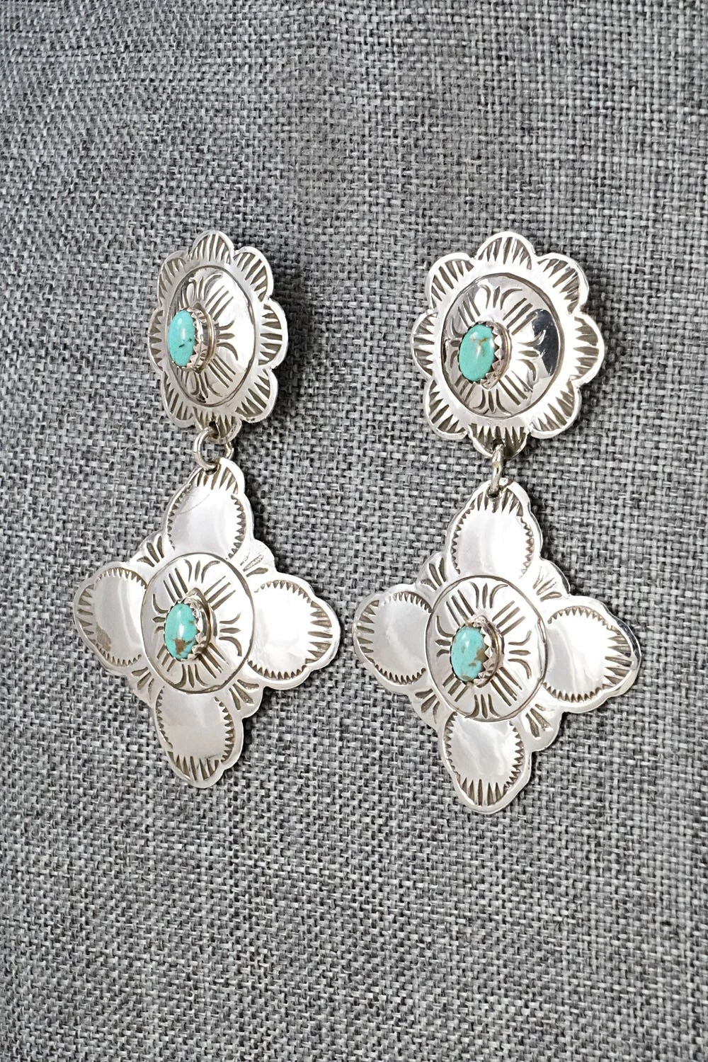 Turquoise & Sterling Silver Earrings - Bertha Begay