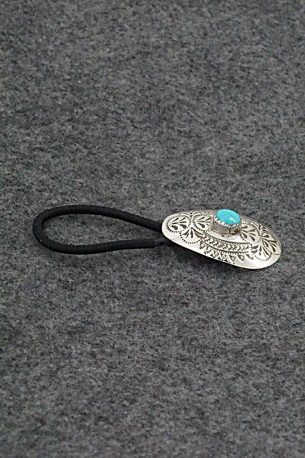 Turquoise & Sterling Silver Hair Tie - Shirley Skeets