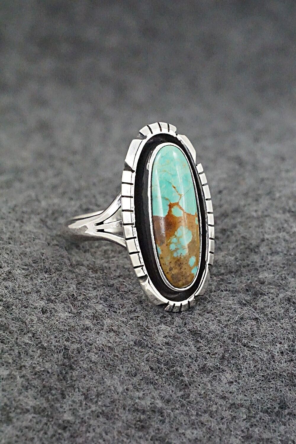 Turquoise & Sterling Silver Ring - Amos Begay - Size 8.25