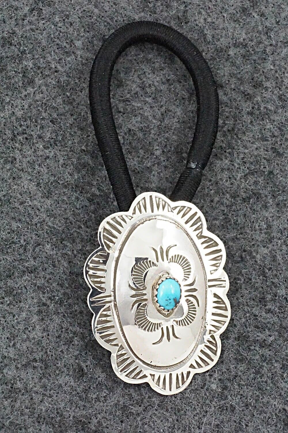 Turquoise & Sterling Silver Hair Tie - Bertha Begay