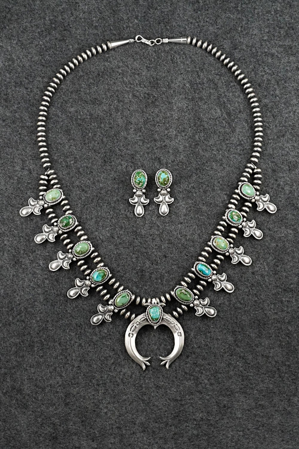Turquoise & Sterling Silver Squash Blossom Set - Adrienne Gordon