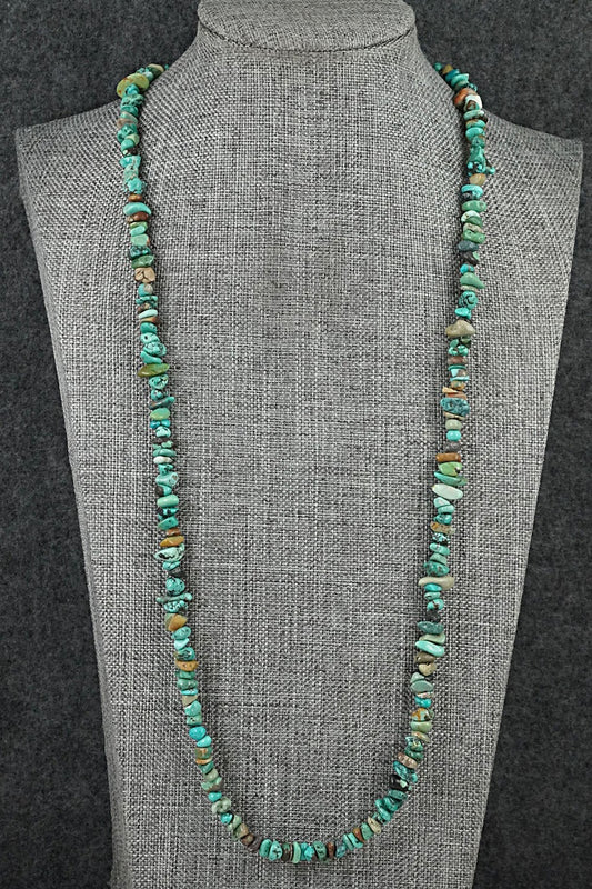 Turquoise & Sterling Silver Necklace 38" - Doreen Jake