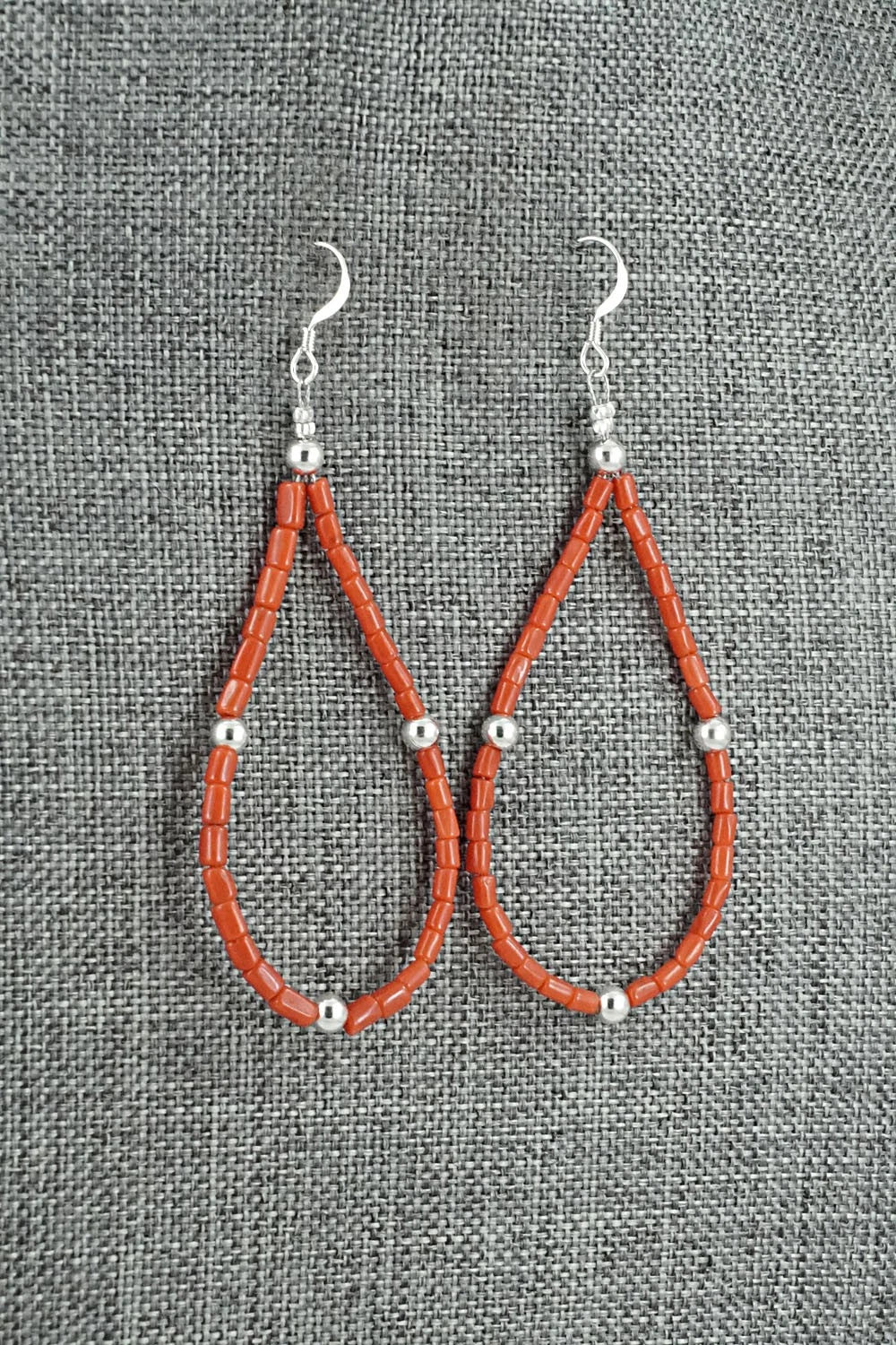 Coral & Sterling Silver Earrings - Doreen Jake