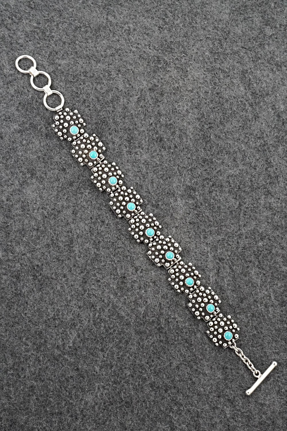 Turquoise & Sterling Silver Link Bracelet - Raymond Coriz