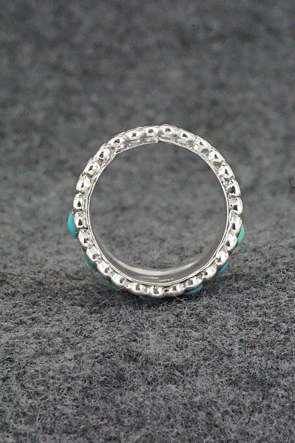 Turquoise & Sterling Silver Ring - Kenny Lonjose - Size 9