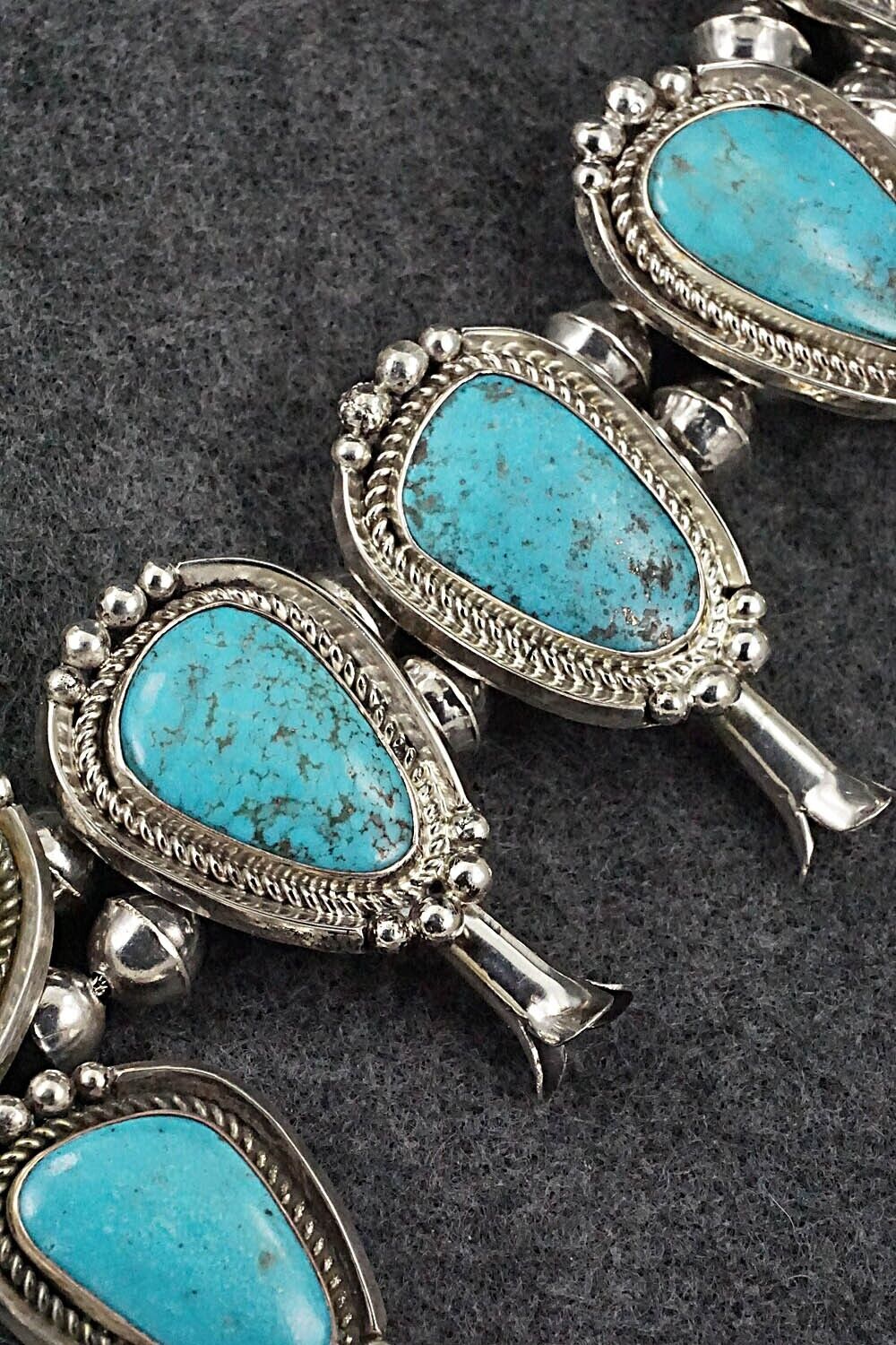 Turquoise & Sterling Silver Squash Blossom Set - Mike Platero