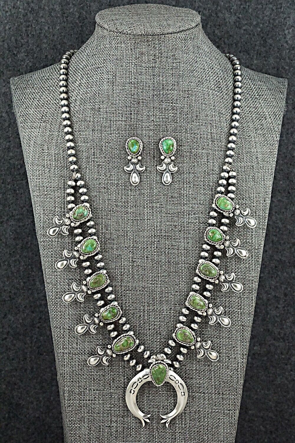 Turquoise & Sterling Silver Squash Blossom Set - Paige Gordon
