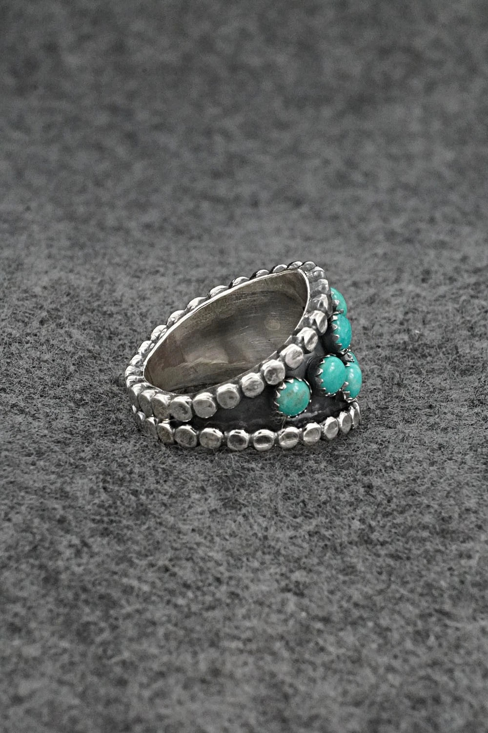 Turquoise & Sterling Silver Ring - Kenny Lonjose - Size 8.5