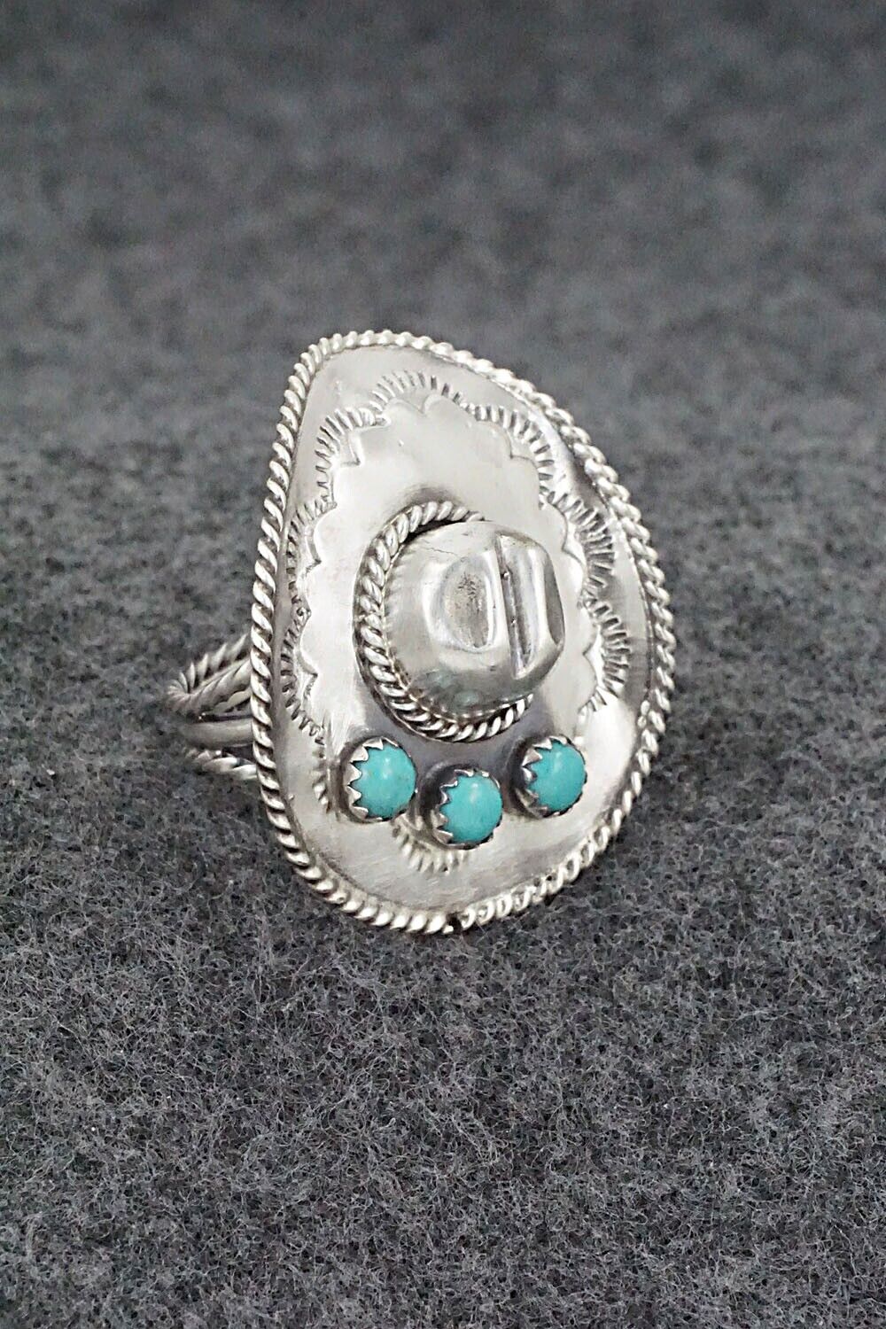 Turquoise & Sterling Silver Ring - Bobby Platero - Size 5.75