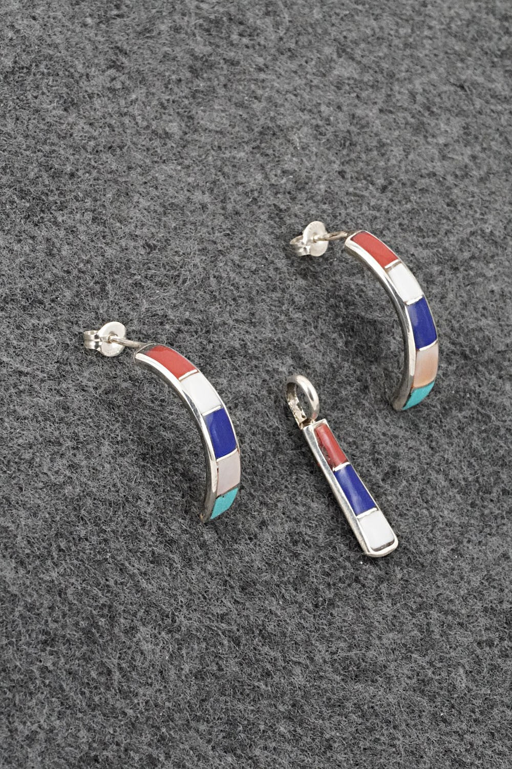 Multi-Stone & Sterling Silver Pendant and Earrings Set - Tash Melikan