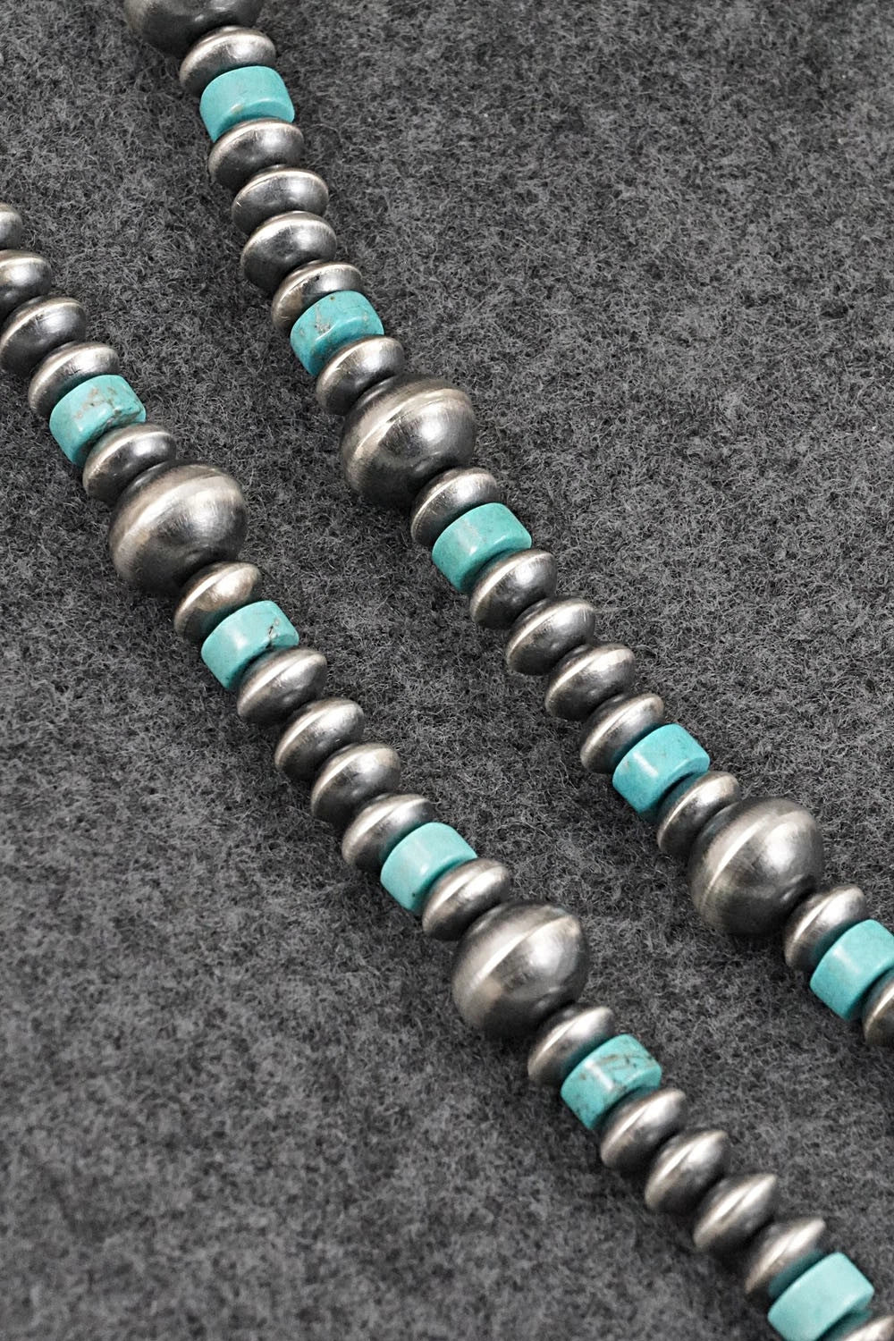Turquoise & Sterling Silver Navajo Pearl Necklace 20" - Crystal Haley