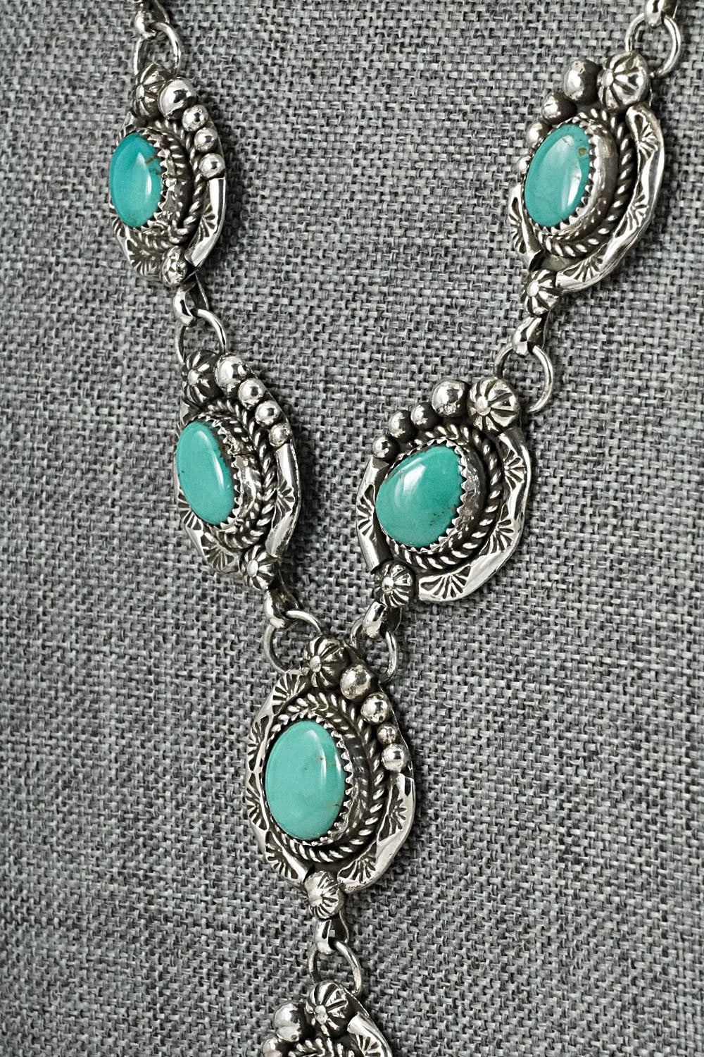 Turquoise & Sterling Silver Necklace and Earrings Set - Phil Nez
