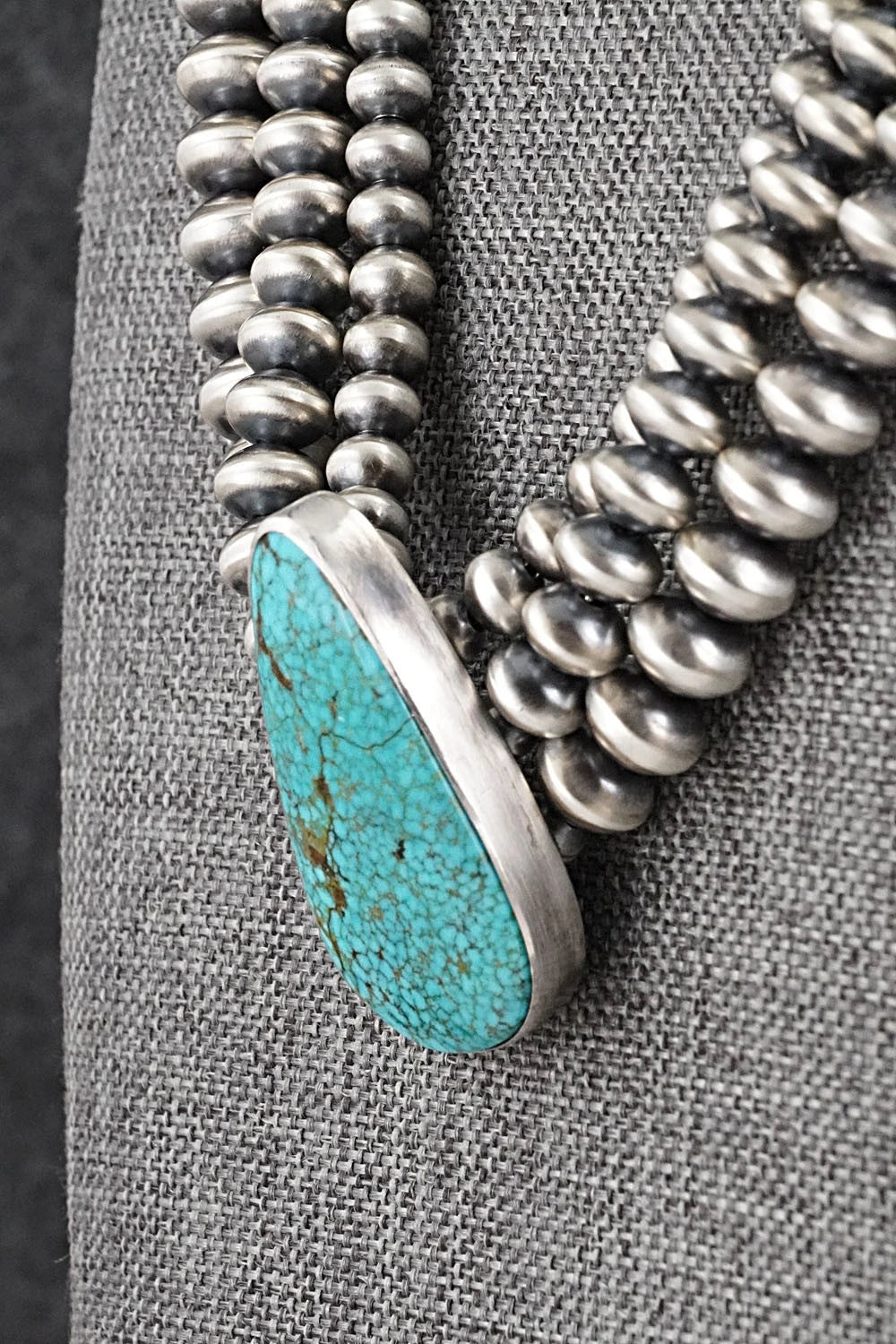 Turquoise & Sterling Silver Navajo Pearl Necklace - Gruber & Halwood