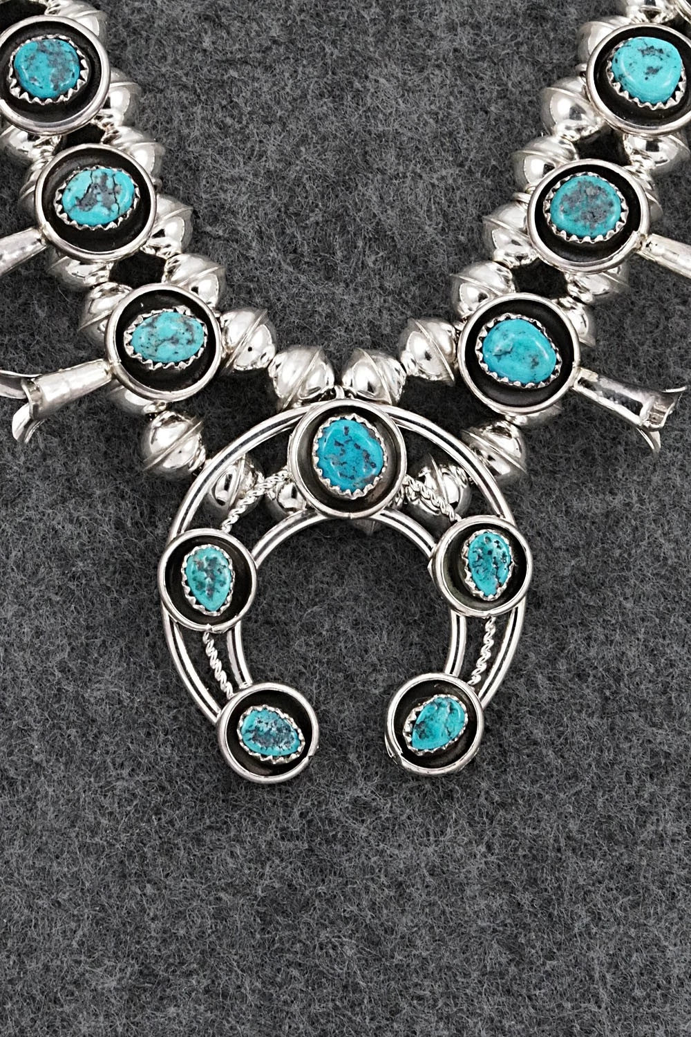 Turquoise & Sterling Silver Squash Blossom Set - Phil Garcia