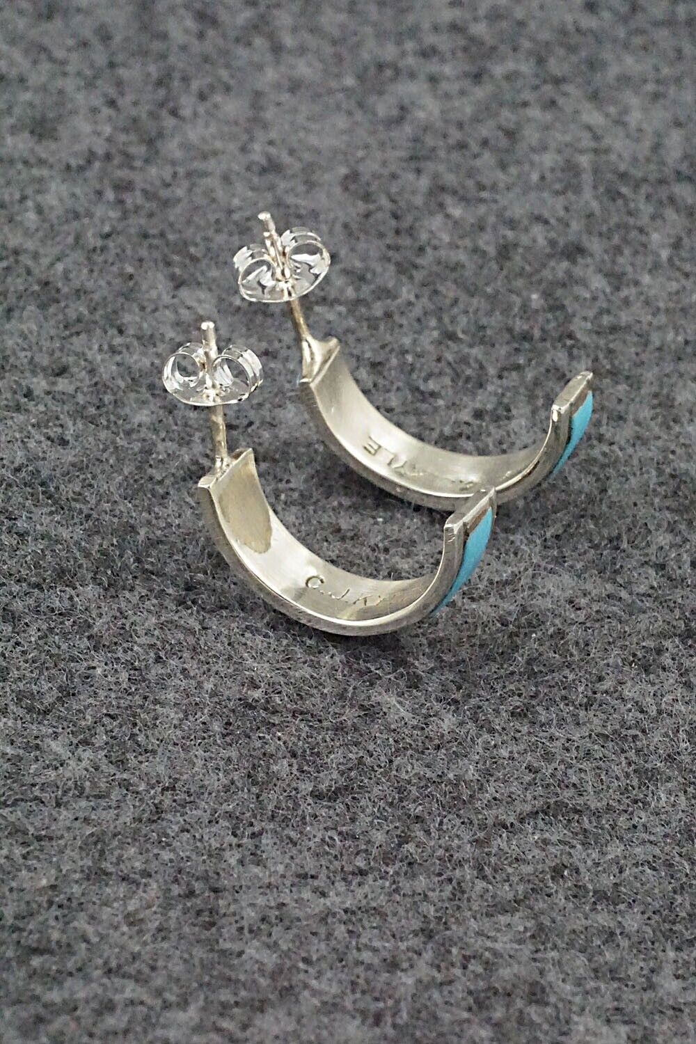 Turquoise & Sterling Silver Hoop Earrings - Claressa Kylestewa