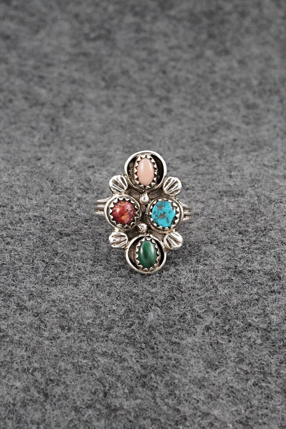 Multi-Stone & Sterling Silver Ring - Priscilla Reeder - Size 7.5