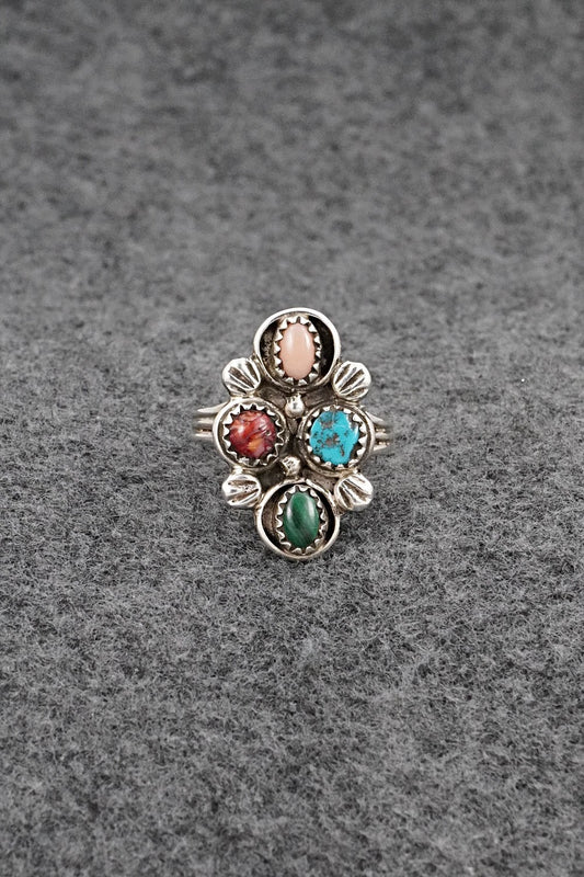 Multi-Stone & Sterling Silver Ring - Priscilla Reeder - Size 7.5