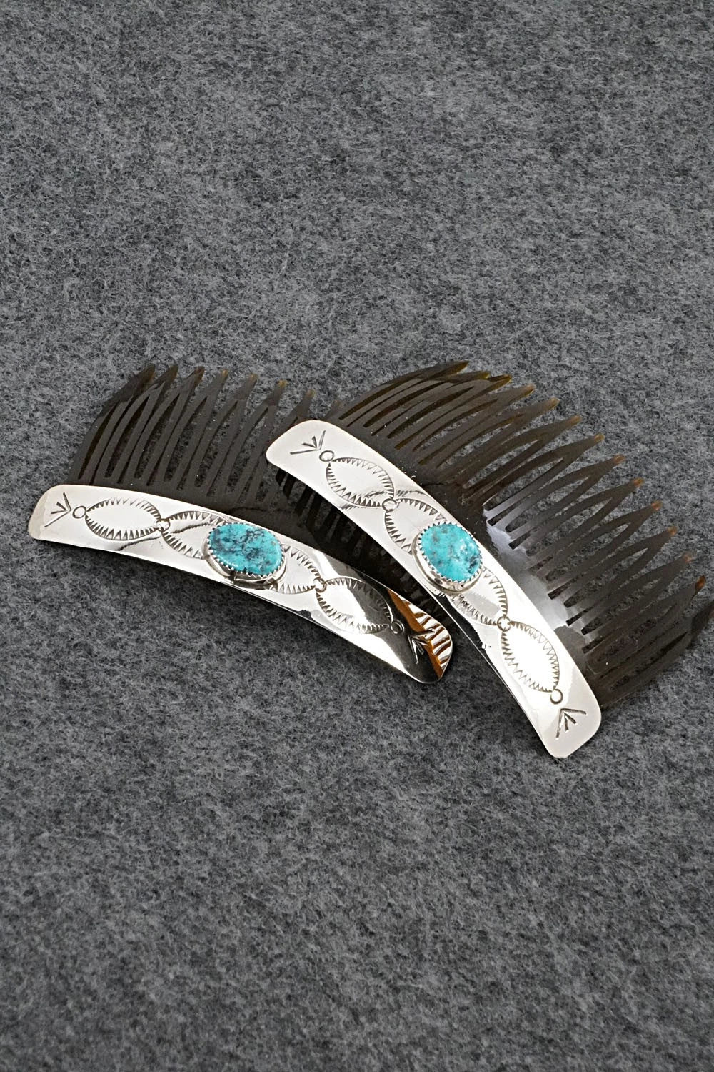 Turquoise & Sterling Silver Hair Combs - Joann Silver