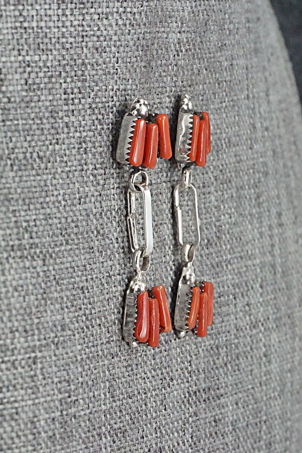 Coral & Sterling Silver Earrings - Carlene Hattie