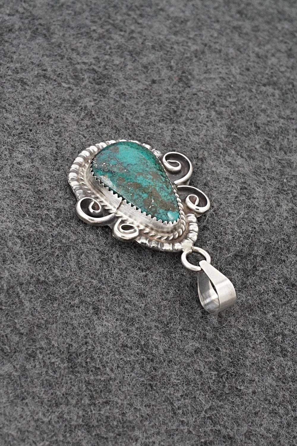 Turquoise and Sterling Silver Pendant - Leslie Nez