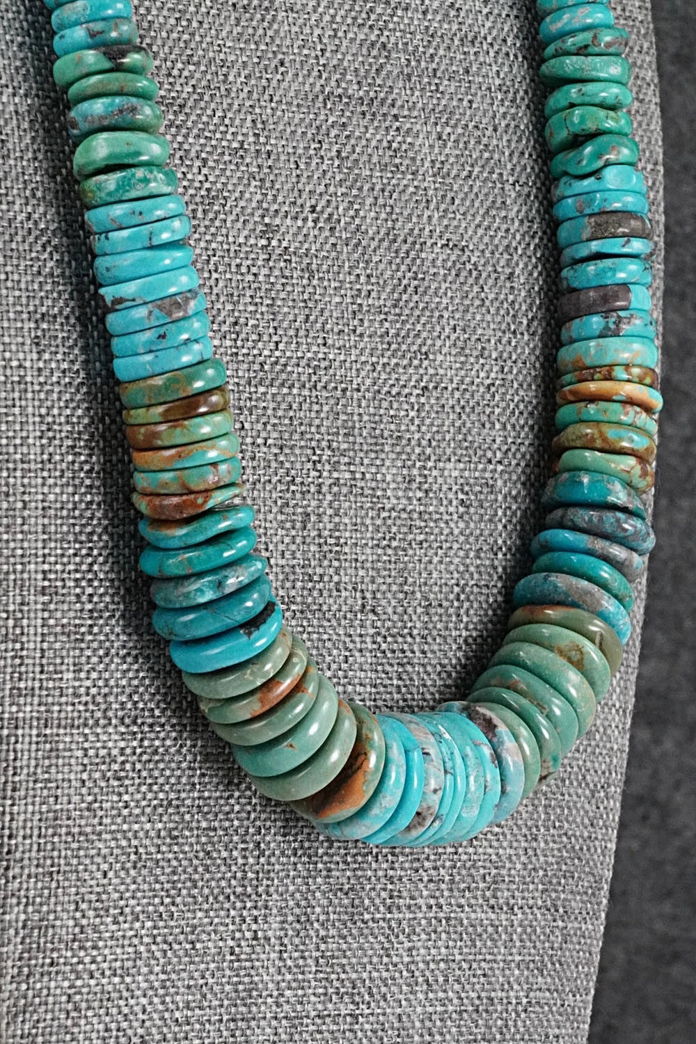Turquoise & Sterling Silver Necklace 22" - Doreen Jake