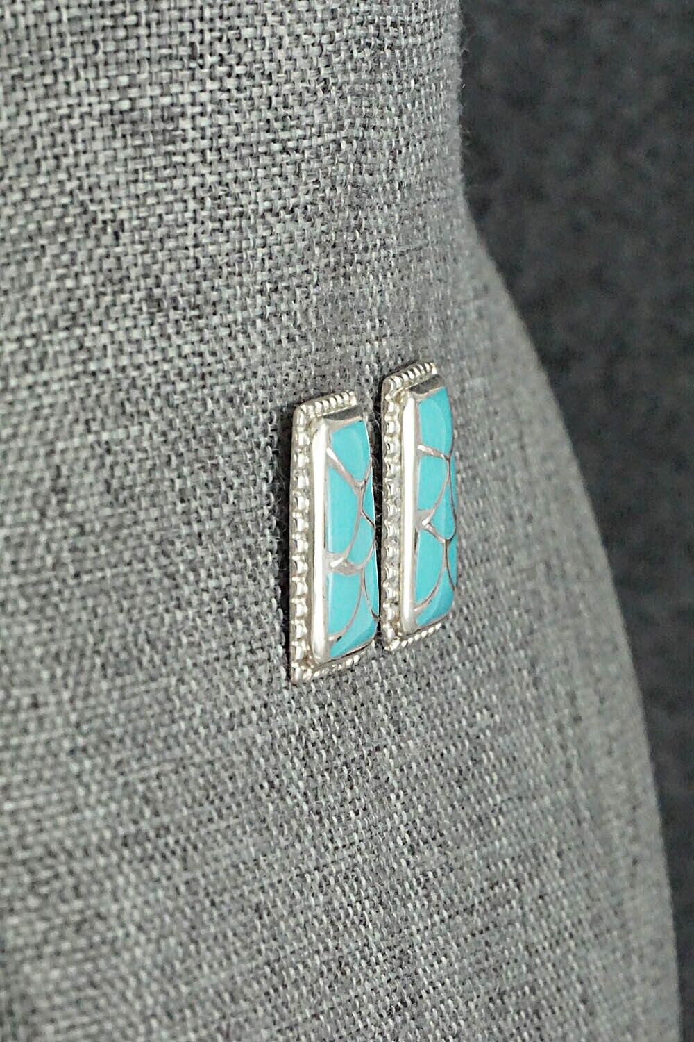 Turquoise & Sterling Silver Earrings - Karlene Seowtewa