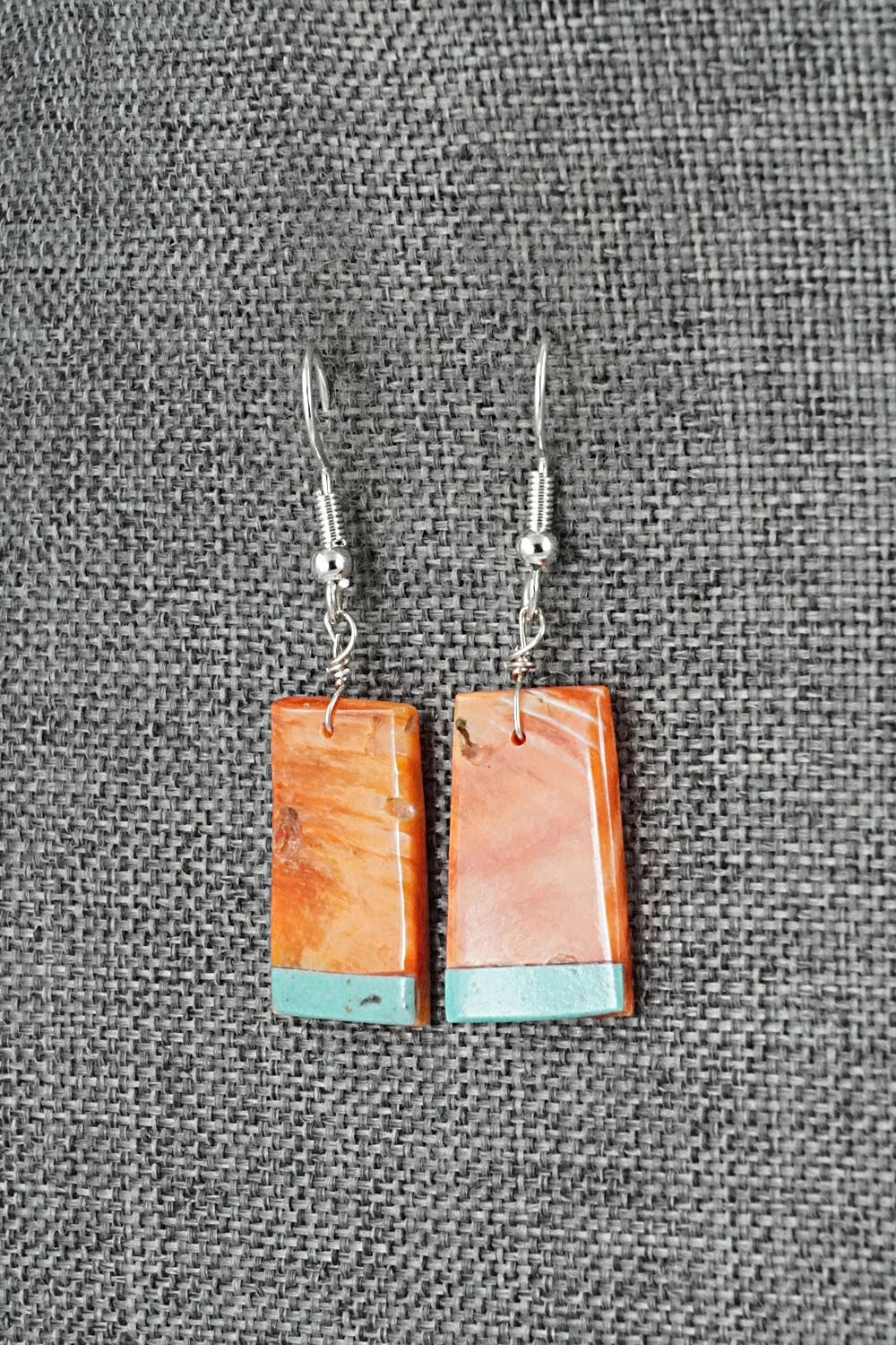 Spiny Oyster, Turquoise & Sterling Silver Earrings - Louise Pete